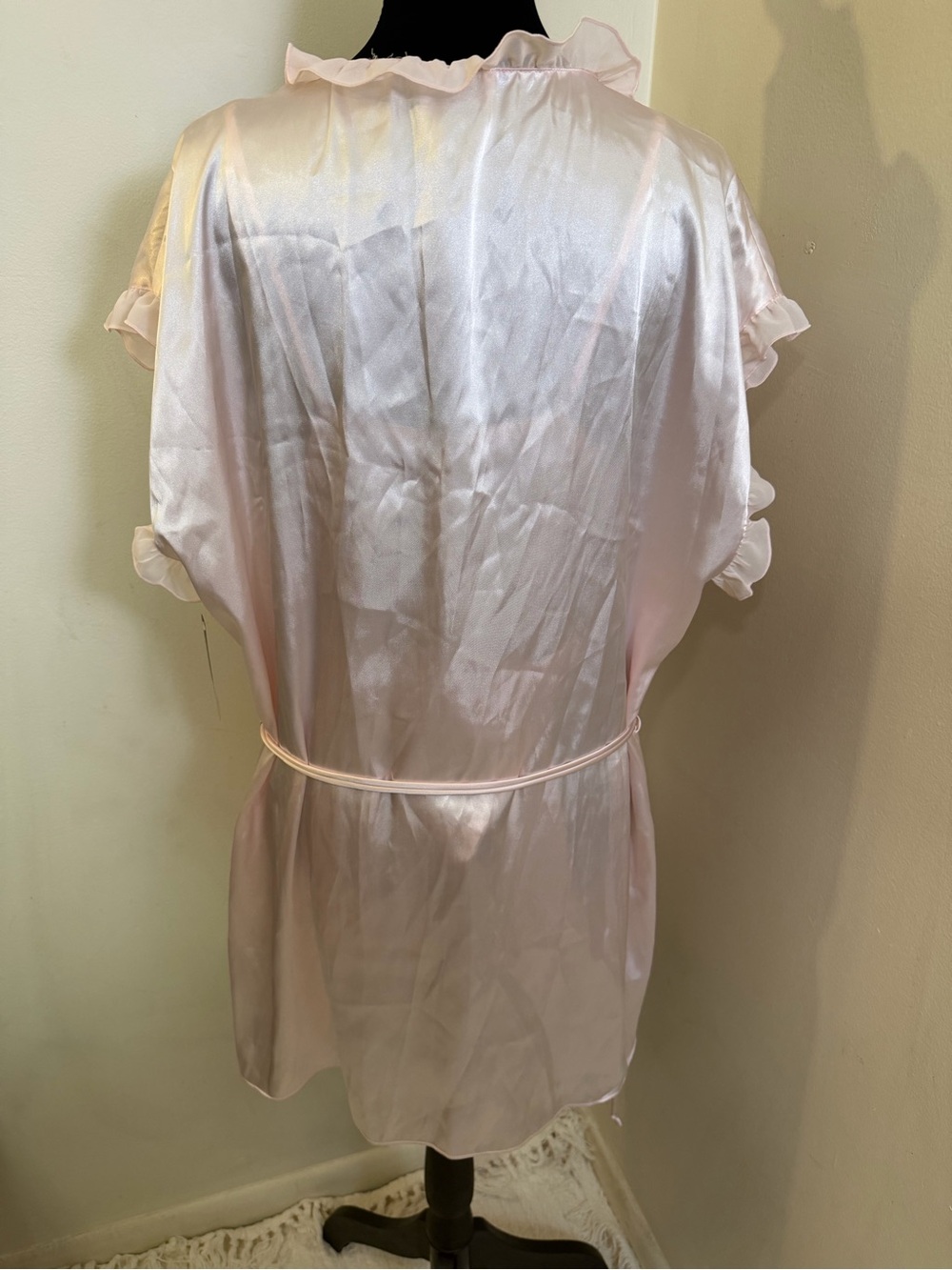 Ambrielle Soft Pink Satin Chemise & Ruffle Robe Set - Picture 11 of 11